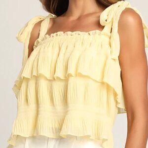 Lulus Pale Yellow Tiered Top
